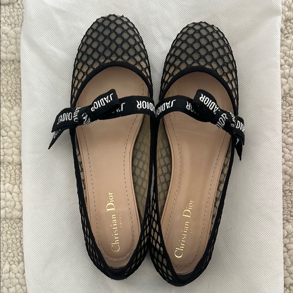 Dior Black Mesh Ballet Flats